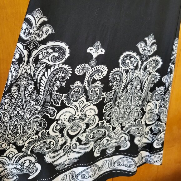 Venus Maxi Skirt B/W Paisley Small Fold over Waist BOHO Chic Y2K Fairy Festival - Picture 5 of 13